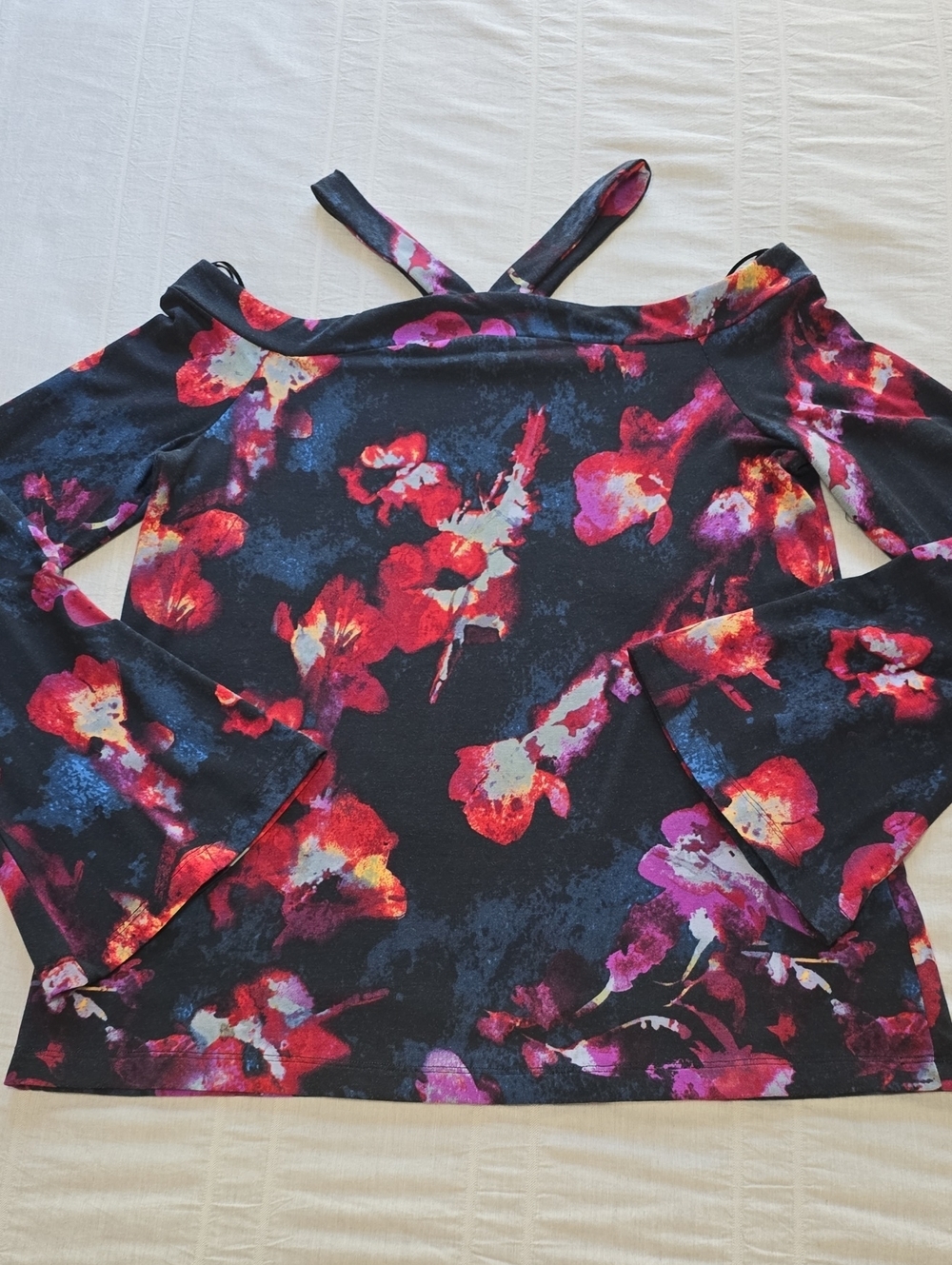 Tart Abstract Floral Cold Shoulder Top Women's XS